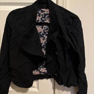 Free People Black Blazer with Floral Interior